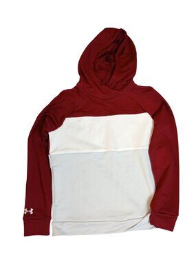 Under Armour Womens Qualifier Fleece Blocked Hoodie Small Maroon Colorblock UA
